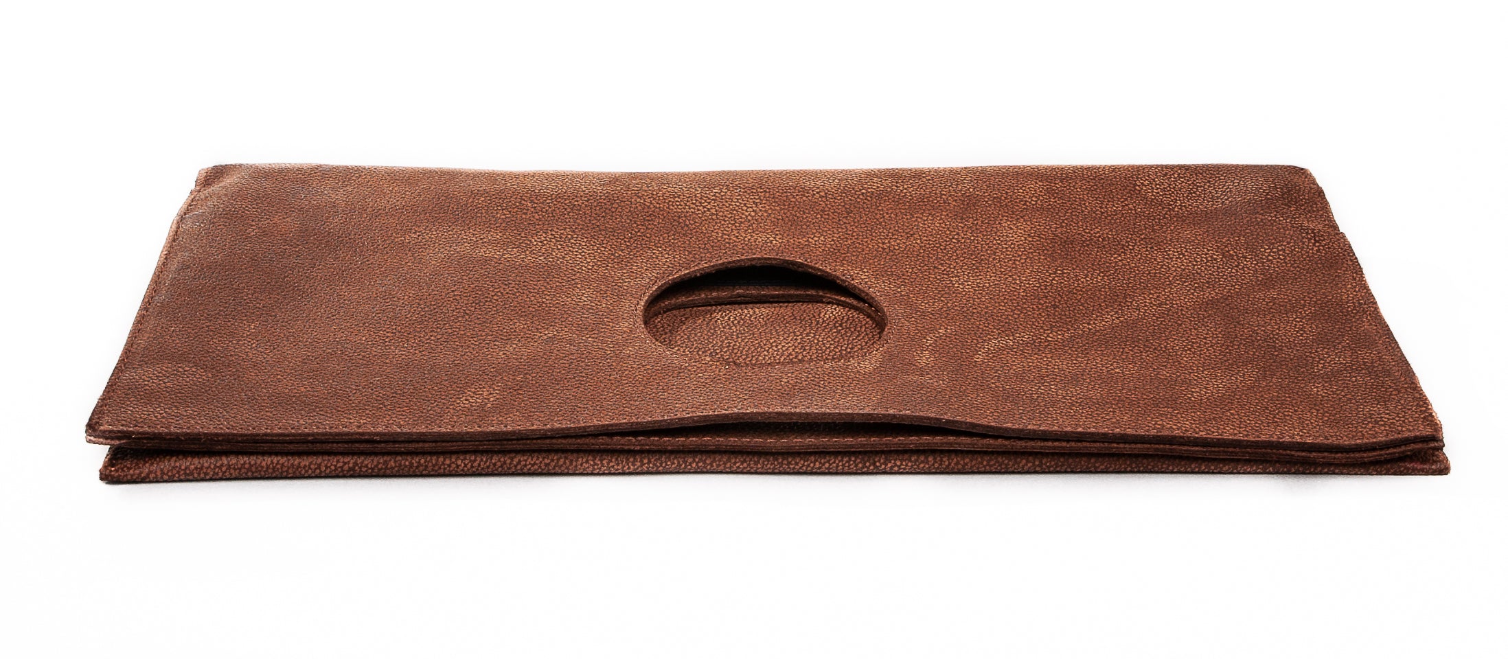 Gifti Fold Over Leather Clutch/Handbag with Top Handle (Espresso)