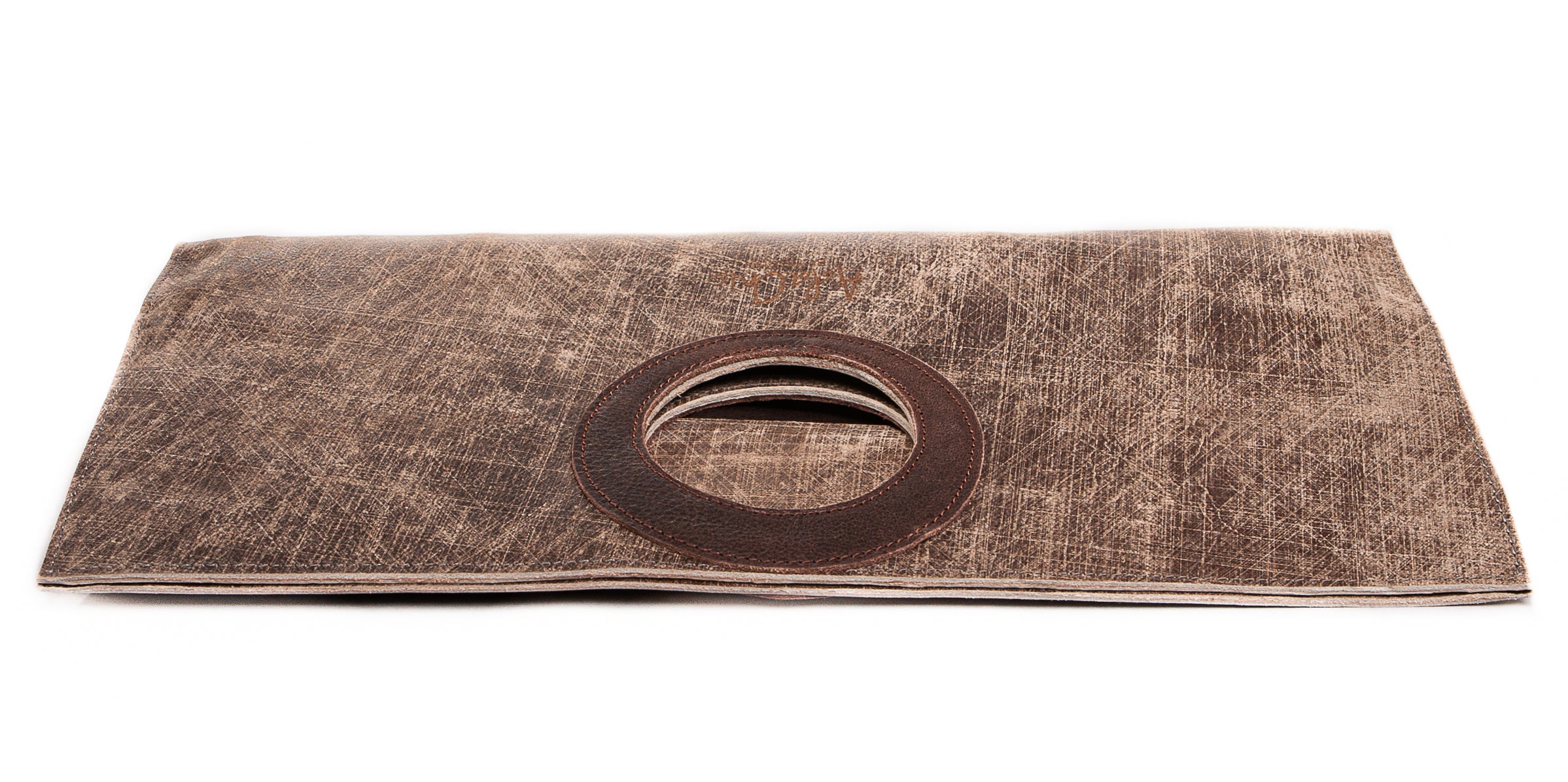 Gifti Fold Over Leather Clutch/Handbag with Top Handle (Grey & Chocolate)