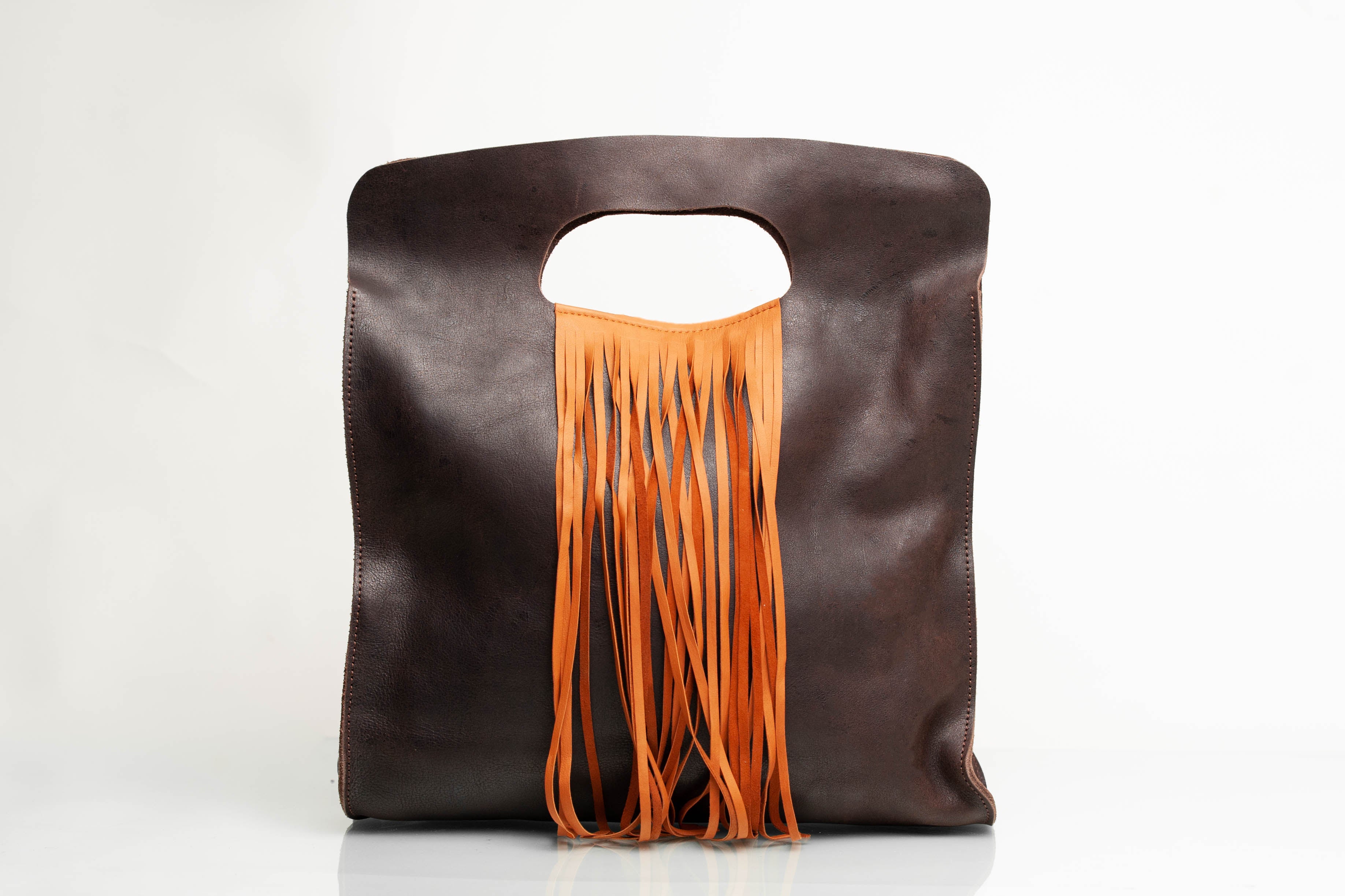 Ethiopian Leather Handbag with Fringe