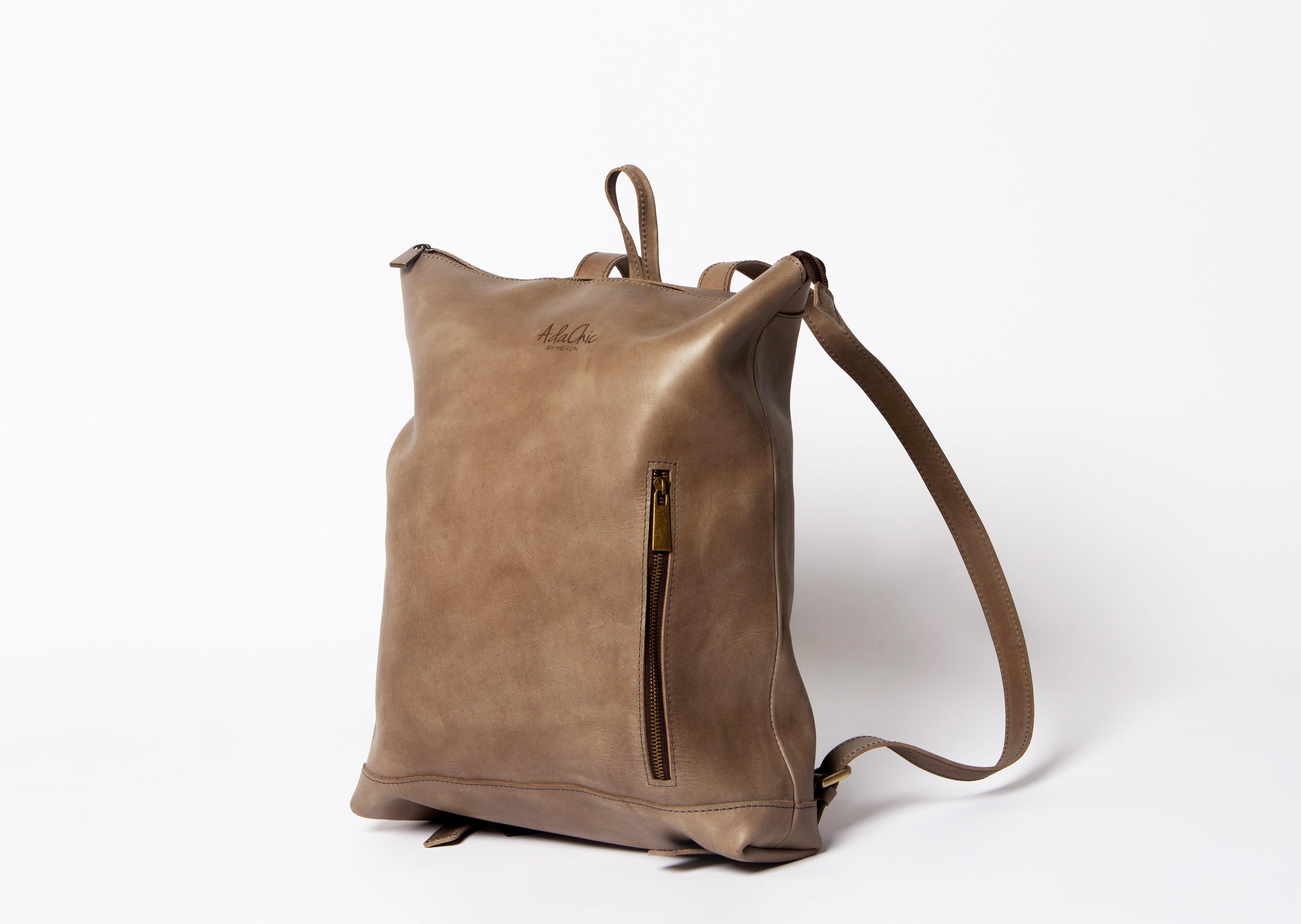 Ethiopian Leather Backpack (Grey, Chocolate & Earth Brown)